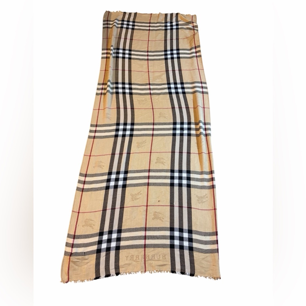 Burberry Cashmere Scarf Authentic nova Check Winter Beige Scarf 68X27 - Picture 2 of 12